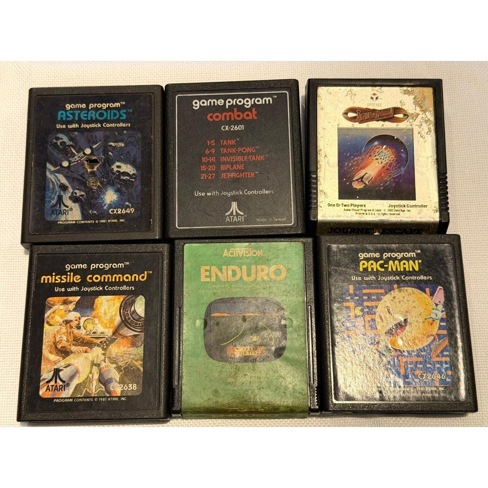 Atari 2600 Game Cartridge Lot 6 Pac-Man Asteroids Missile Command Enduro Combat